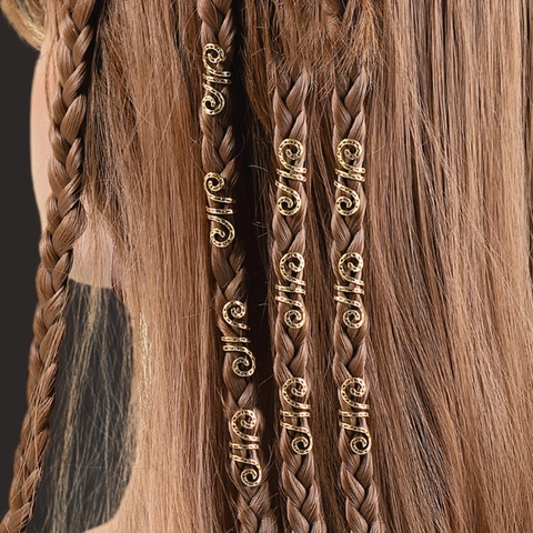 Vintage Legierung Spiral Zopf Manschetten Ethnische Schlange Form Haarringe Damen Dreadlock Zubehör Hohle Metall Flecht Spiralen