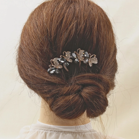 Elegante Pettine per Capelli con Farfalla in Strass Lega di Cristallo Floreale Accessori per Matrimonio Festa Donna