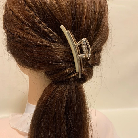 Minimalist Alloy Hair Claw Clips Korean Style Metal Shark Clips With Enamel Drip Oil Decoration Elegant Hair Accessories For Women Daily Use