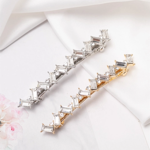 Eleganter Haarclip Aus Legierung Mit Strass Im Koreanischen Stil Geometrische Kristall Federklammer Mode Haarnadeln Für Damen