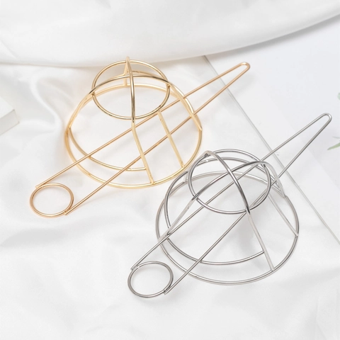 Palito para el Pelo con Jaula de Moño de Metal Hueco Geométrico Estilo Jaula de Pájaros Oro Plata Accesorios para el Cabello Galvanizados Mujer
