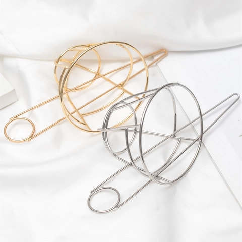 Palito para el Pelo con Jaula de Moño de Metal Hueco Geométrico Estilo Jaula de Pájaros Oro Plata Accesorios para el Cabello Galvanizados Mujer