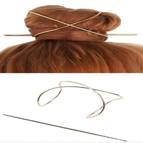 Fermacapelli a Gabbia in Metallo Curvo Irregolare Minimalista Con Spillone Per Donna Forcina in Lega Geometrica Oro Argento Accessori Per Capelli
