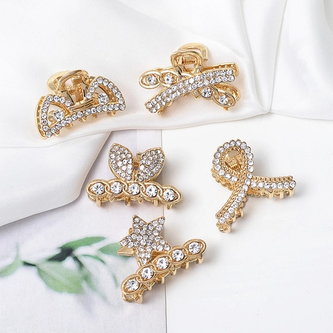 Eleganti Mini Mollette per Capelli in Lega con Strass a Forma di Farfalla e Stella Piccoli Fermagli per Donna Ragazza