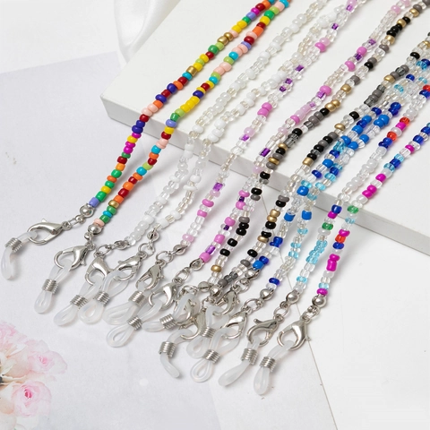 Catenella per Occhiali in Perline di Vetro Colorate Boho Cordino Anti-smarrimento per Mascherine Supporto per Occhiali Donna Gioielli