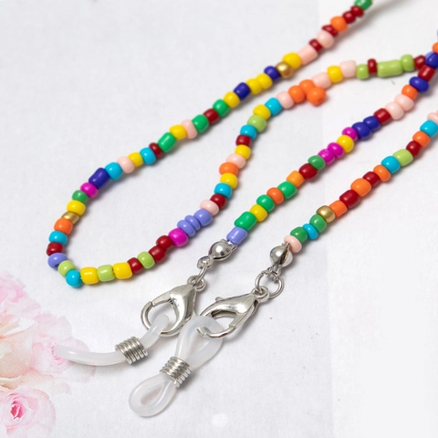 Catenella per Occhiali in Perline di Vetro Colorate Boho Cordino Anti-smarrimento per Mascherine Supporto per Occhiali Donna Gioielli