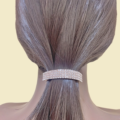 Refined Rhinestone Hair Clip Elegant Alloy Arc Barrette For Women Gold Silver Rose Gold Fashion Ponytail Holder Headwear