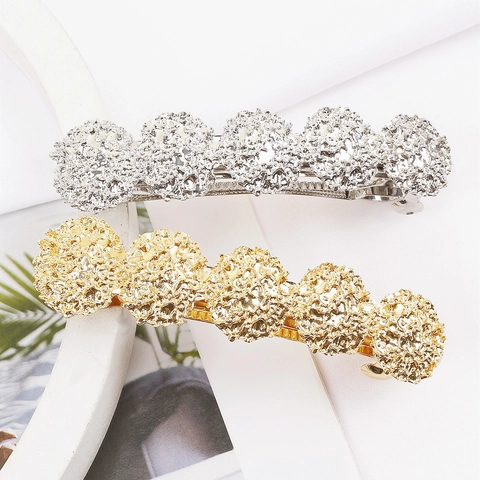 Eleganti Fermagli per Capelli in Metallo e Lega Texture Martellata Design Lava Clip Tonda per Coda di Cavallo Donna