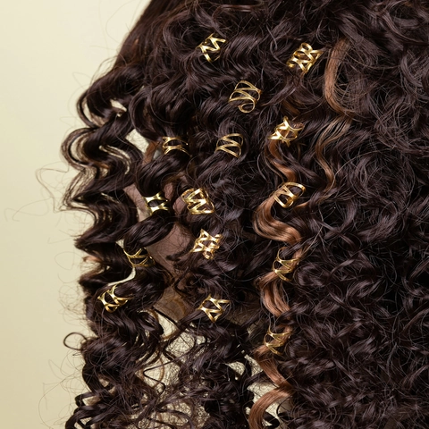 Zinklegierung Hohl Haarflechtringe Dreadlock Perlen Geometrische Haarklammern Für Damen Gold Silber Galvanisierte Haar Accessoires