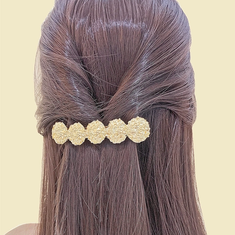 Eleganti Fermagli per Capelli in Metallo e Lega Texture Martellata Design Lava Clip Tonda per Coda di Cavallo Donna