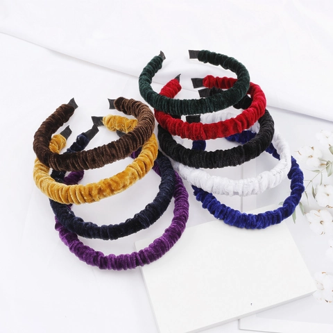 Geplooid Fluwelen Hoofdband Voor Vrouwen Vintage Effen Kleur Geplooide Haarband Elegante Mode Haaraccessoires Voor Dagelijks Feest Cadeau