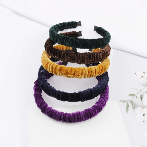 Geplooid Fluwelen Hoofdband Voor Vrouwen Vintage Effen Kleur Geplooide Haarband Elegante Mode Haaraccessoires Voor Dagelijks Feest Cadeau