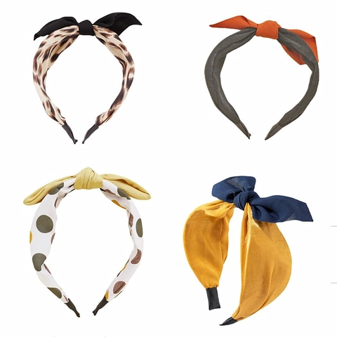Cerchietto da Ragazza con Fiocco in Tessuto Antiscivolo Moda Pois Stampa Leopardata Accessori per Capelli Bambini