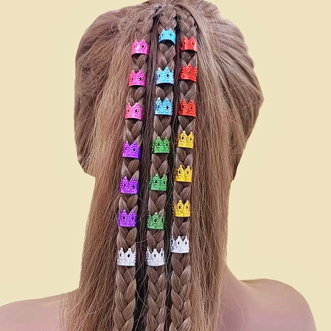 Aluminum Hollow Crown Dreadlock Cuffs For Braiding Hair Rings Adjustable Metal Hair Clips Accessories For Women Men Styling