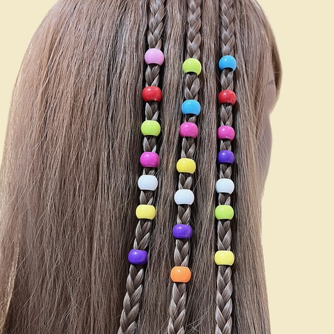 Cuentas para Trenzado de Cabello de Resina de Plástico Esmerilado Colores de Caramelo Mezclados Cuentas de Accesorios para el Cabello DIY para Trenzas