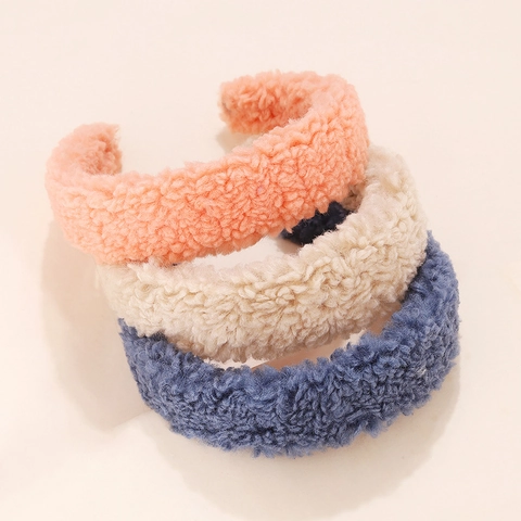 Diadema de Peluche de Invierno para Mujer Estilo Lana de Cordero Color Caramelo Banda Ancha Otoño Tocado Grueso Suave Accesorios
