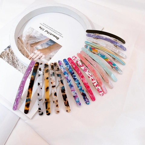 Mode Acetat Haarspange Marmormuster Schildpatt Barrette Einfache Macaron-Farbe Pferdeschwanz Federclip Für Damen Haarschmuck