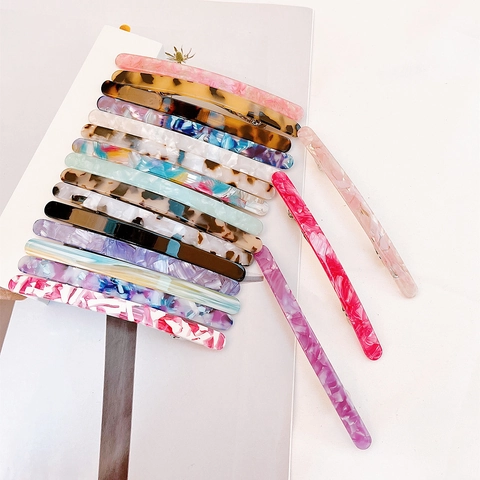 Mode Acetat Haarspange Marmormuster Schildpatt Barrette Einfache Macaron-Farbe Pferdeschwanz Federclip Für Damen Haarschmuck