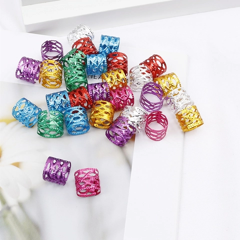 Cuentas para Rastas de Metal Huecas Puños para el Cabello de Filigrana Anillos para Trenzas Clips para Extensiones de Cabello Africano Accesorios para el Cabello