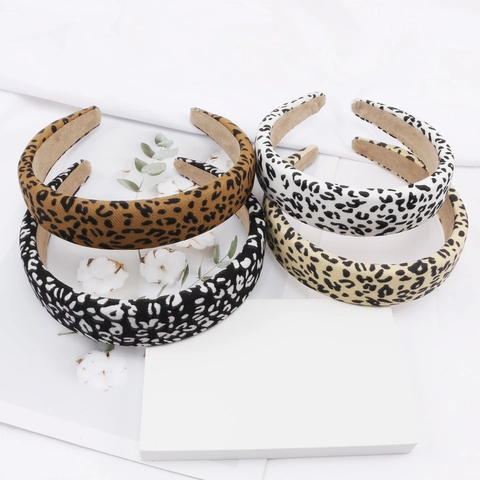 Damen Vintage Gepolsterter Haarreif Leopardenmuster Zebramuster Schachbrett Stoff Breit Haarschmuck Kopfschmuck Haarband
