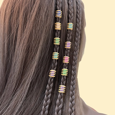 Πλαστικές Πολύχρωμες Χάντρες για Dreadlocks για Αφρικανικές Πλεξούδες DIY Αξεσουάρ Μαλλιών Κυλινδρικές Χάντρες Διακόσμησης Μαλλιών