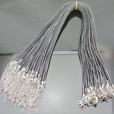 Black Waxed Cord Necklace With Adjustable Lobster Clasp Alloy Fittings PU Leather Braided Rope For DIY Jewelry Making Pendants