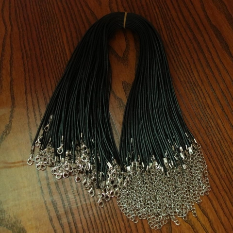 DIY Necklace Cord Black Waxed Braided Cord With Silver Lobster Clasp Extender Chain For Pendant Making Jewelry Findings Simple Style Necklace Base