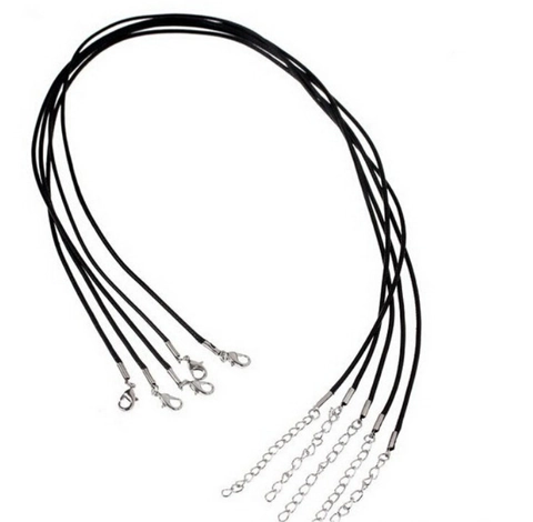 DIY Necklace Cord Black Waxed Braided Cord With Silver Lobster Clasp Extender Chain For Pendant Making Jewelry Findings Simple Style Necklace Base