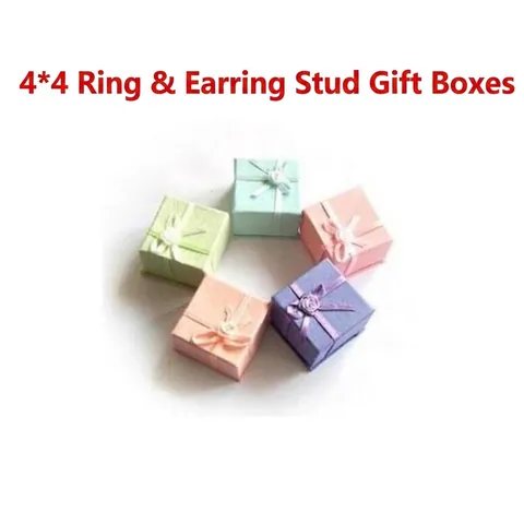 Jewelry Gift Box Ribbon Bow Flower Square Round Cardboard Paper Box For Rings Earrings Necklaces Bracelets Packaging Storage