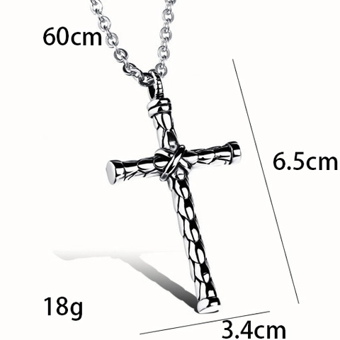 Collar Con Colgante De Cruz De Aleación Vintage En Plata Con Textura Tejida Joyería Estilo Religioso Industrial Unisex