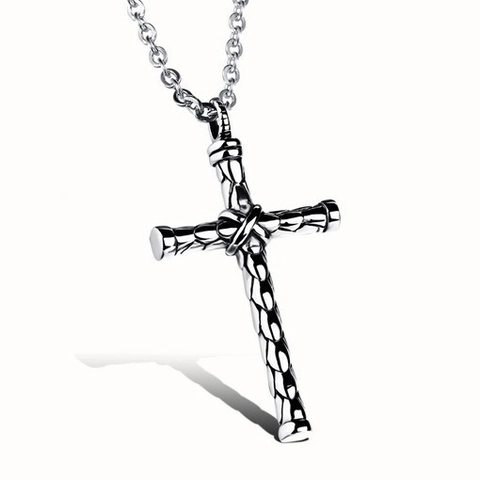 Vintage Gothic Punk Alloy Cross Pendant Necklace For Men Women Antique Silver Viking Wolf Head Skull Arrow Jewelry Gift