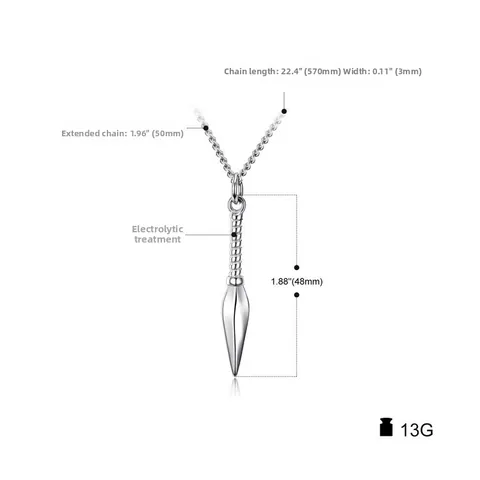Stainless Steel Spearhead Pendant Necklace Punk Kunai Shape Jewelry For Men Women Unisex Gift Gold Silver Black Color Options