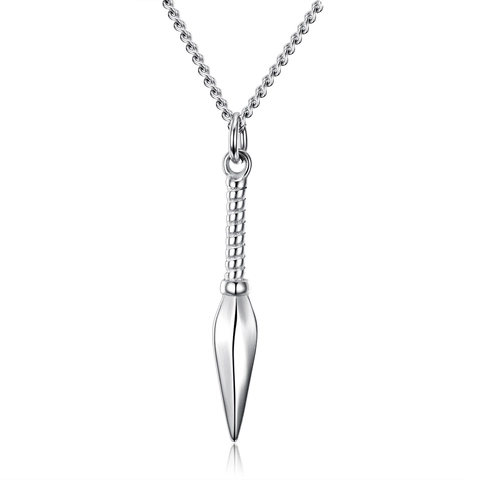 Cool Punk Titanium Steel Kunai Spearhead Pendant Necklace For Men Vintage Spike Arrowhead Jewelry Gold Silver Black