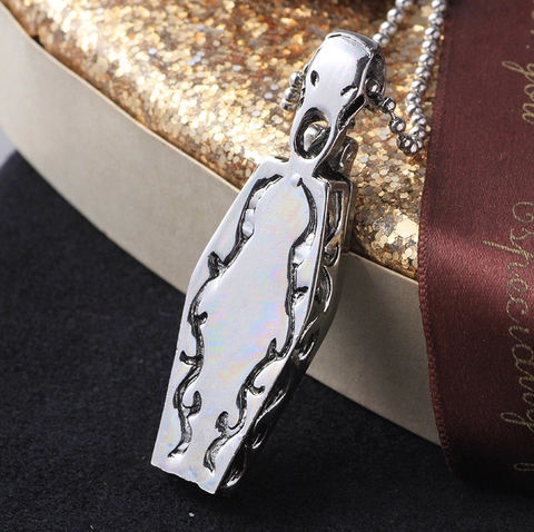 Gothic Stainless Steel Coffin Cross Pendant Necklace For Men Vintage Punk Skull Head Alloy Charm Jewelry Halloween Gift