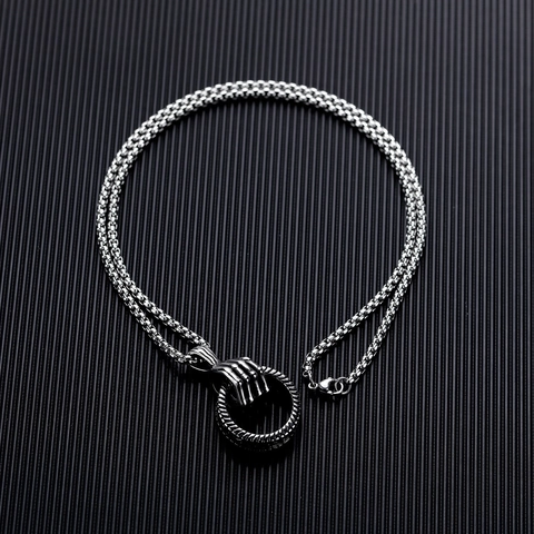 Hip Hop Titanium Steel Necklace For Men Vintage Gothic Skeleton Hand Wolf Head Arrow Cross Bat Pendant Necklace Streetwear Jewelry