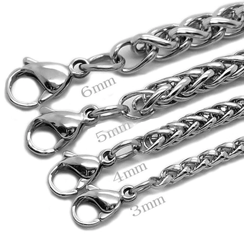 Heren Roestvrij Stalen Tarweketting Halsketting Punk Kiel Schakelketting Zilver Spiga Halsketting Sieraden Voor Dagelijks Gebruik