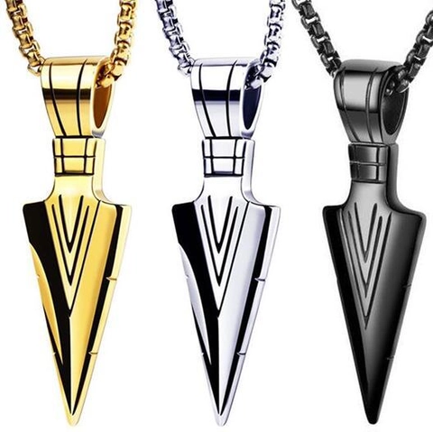 Trendiger Herren Speer Pfeilspitze Anhänger Halskette Edelstahl Box Kette Hip Hop Punk Kreuz Horus Auge Schmuck Für Herren Damen