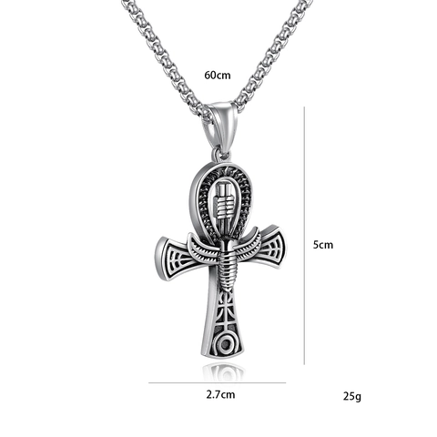 Antico Egiziano Ankh Croce Ciondolo Collana Vintage Hip Hop Mitologia Totem Placcato Lega Gioielli Per Uomini Donne