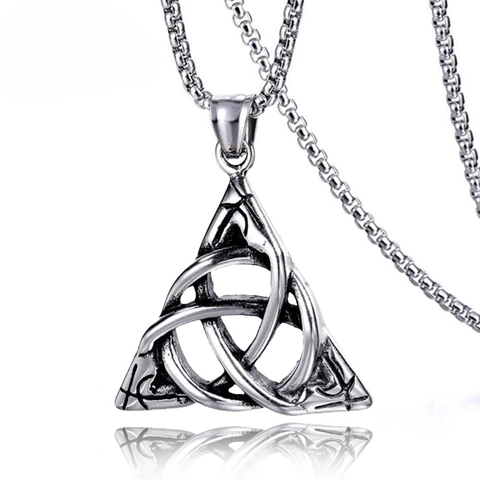 Vintage Stainless Steel Celtic Knot Dragon Skull Pendant Necklace Hip Hop Distressed Silver Alloy Chain Jewelry For Men Women
