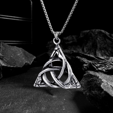 Vintage Stainless Steel Celtic Knot Dragon Skull Pendant Necklace Hip Hop Distressed Silver Alloy Chain Jewelry For Men Women