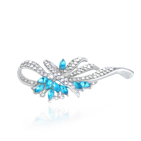 Elegante Legering Lintbloem Brosche Voor Dames Goud Zilver Verguld Strass Veiligheidsspeld Sieraden Voor Feestjurk