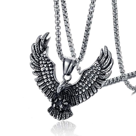 Vintage Edelstahl Adler Anhänger Halskette Für Herren Punk Rock Stern Schere Charms Schmuck Antik Silber Box Kette