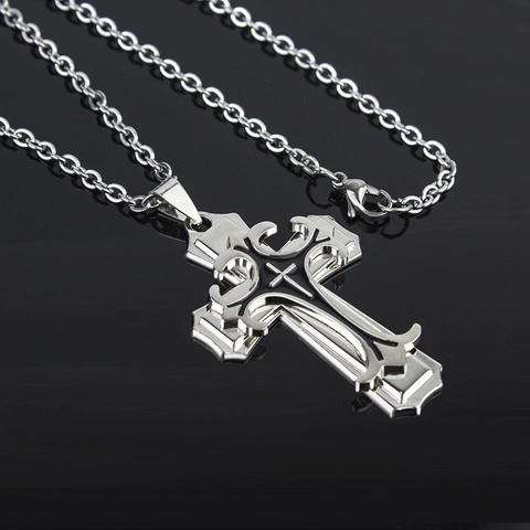 Collar con Colgante de Cruz de Aleación Gótica para Hombre Mujer Vintage Multicapa Esmalte Joyería Religiosa Retro Hip Hop
