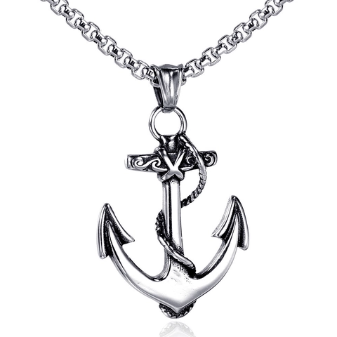Collier Pendentif Ancre et Ciseaux en Acier Inoxydable Vintage Bijoux Style Nautique Rétro pour Hommes Femmes Chaîne Vénitienne