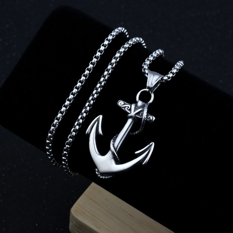 Collier Pendentif Ancre et Ciseaux en Acier Inoxydable Vintage Bijoux Style Nautique Rétro pour Hommes Femmes Chaîne Vénitienne