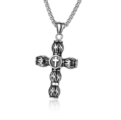 Vintage Edelstahl Kreuz Anhänger Halskette Für Herren Damen Punk Gothic Legierung Anhänger Schmuck Silber Ton Geschenk