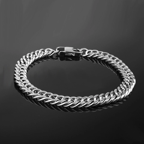 Pulsera de Eslabones Cubanos de Acero Inoxidable Pulido para Hombres Mujeres Accesorio de Joyería de Estilo Punk Minimalista