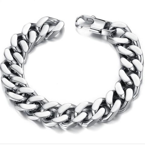 Unisex Stainless Steel Cuban Link Bracelet And Necklace High Polished Silver Metal Chain For Men Women Hip Hop Jewelry