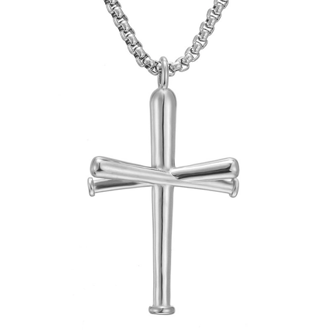 Hip Hop Men's Stainless Steel Alloy Pendant Necklace Gold Silver Baseball Bat Cross Lion Wolf Head Jewelry For Men