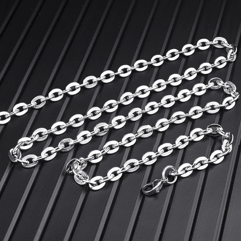 Minimalistische Edelstahl Titanstahl Ankerkette Halskette Unisex Poliert O Form Oval Gliederkette Lange Pulloverkette Schmuck